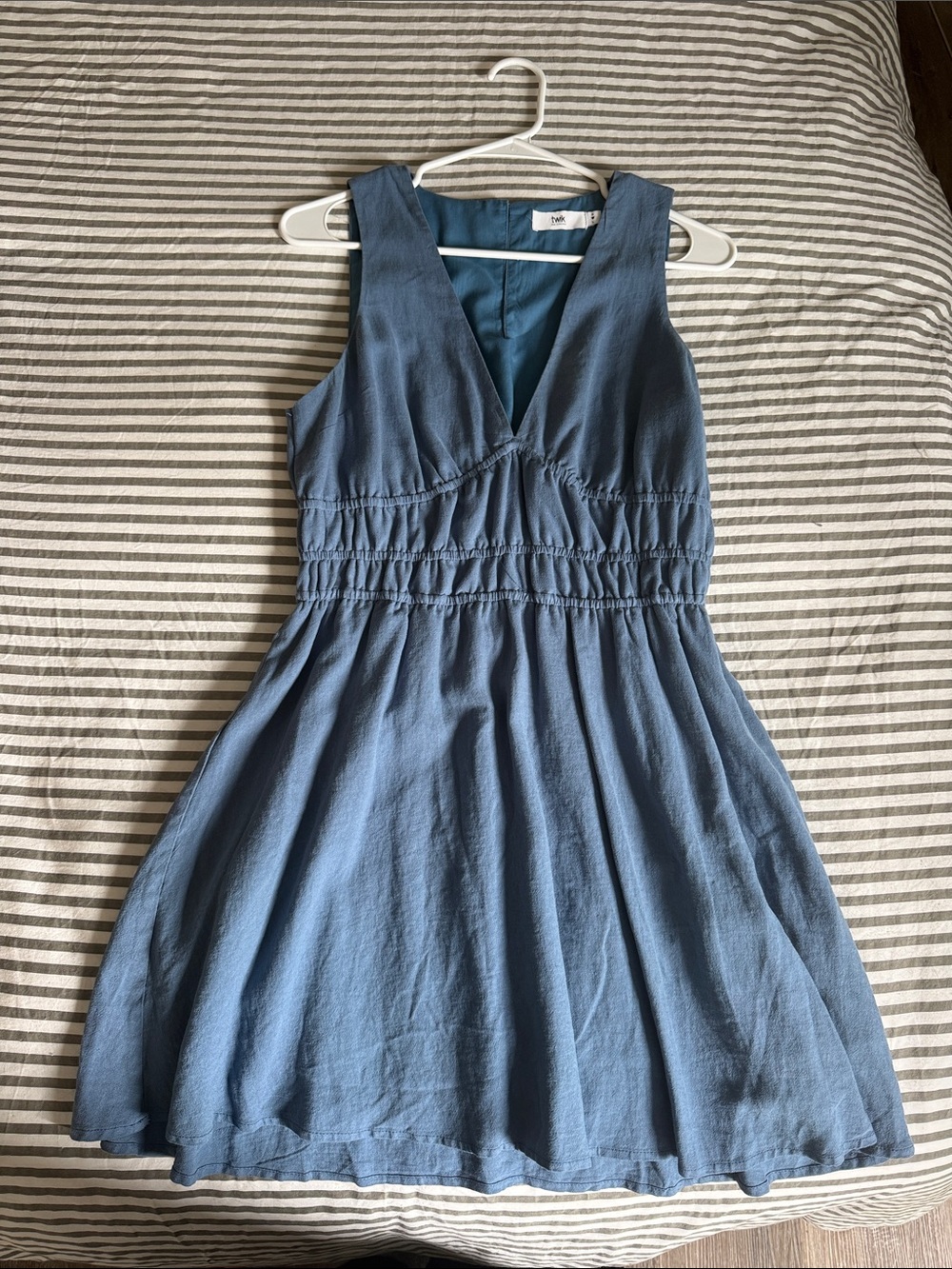 twik Blue V-Neck Sleeveless Mini Dress